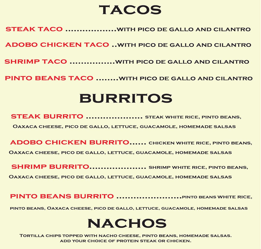 Taco Truck Catering Menu Elpaso