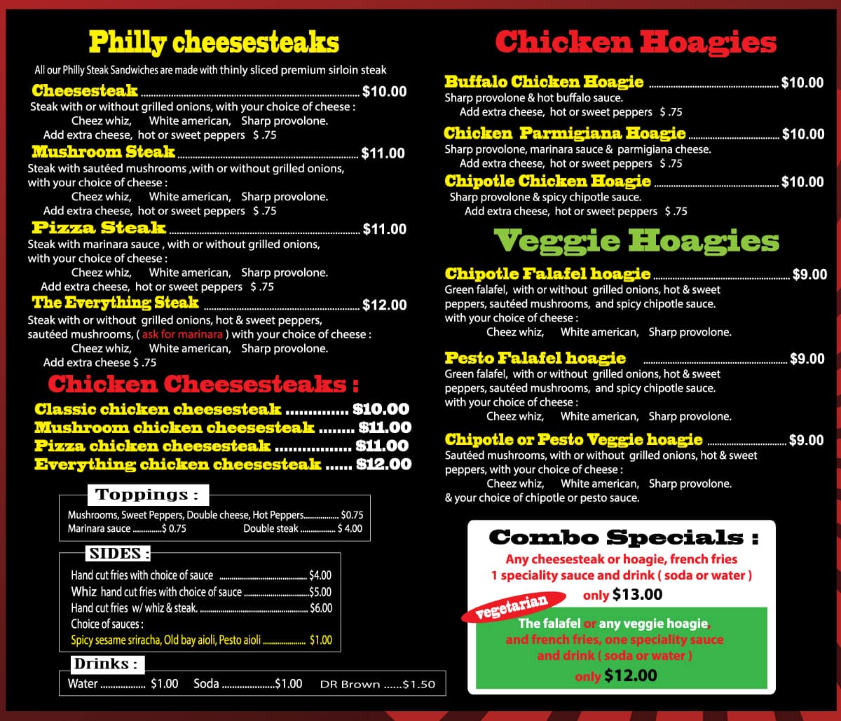 garyssteaks Food truck menu