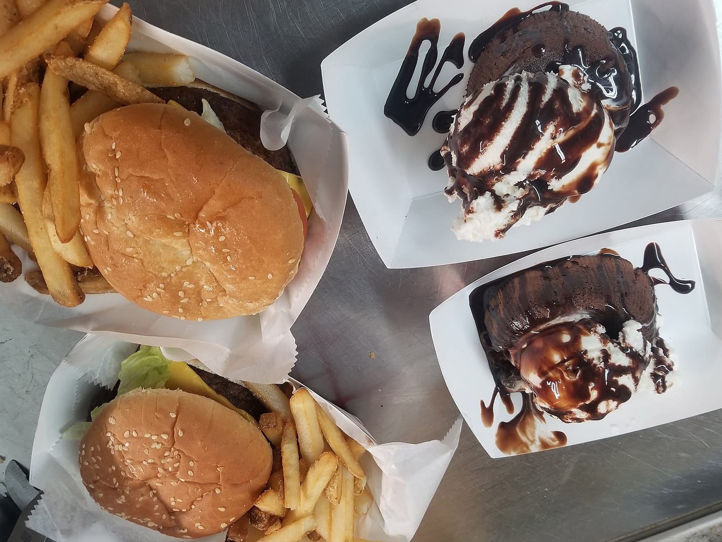 ice cream burgers french fries