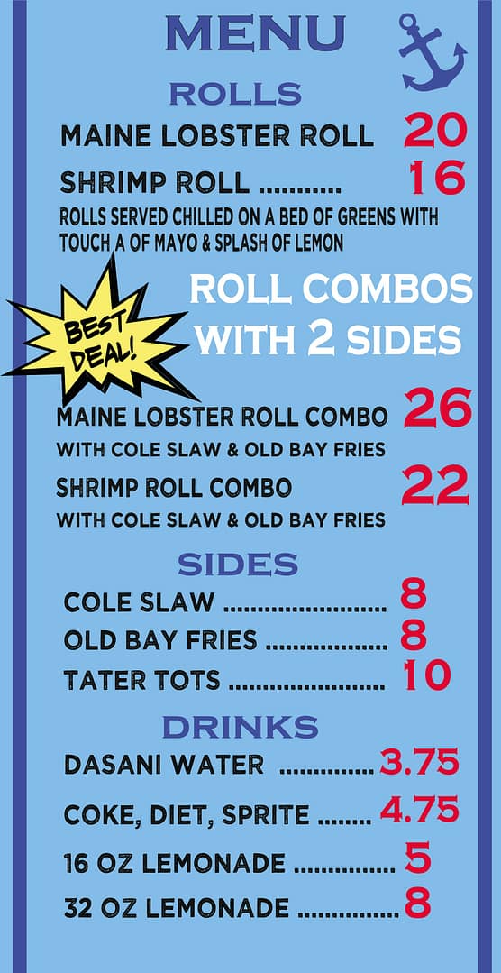 Lobster Menu - Food Truck Catering Service