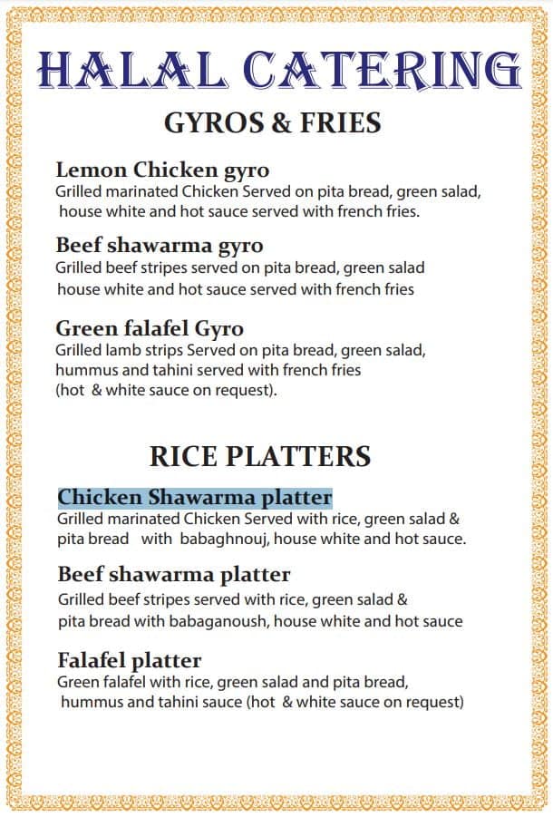 hala catering menu